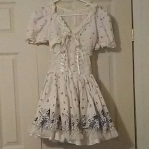 White and blue floral lolita dress